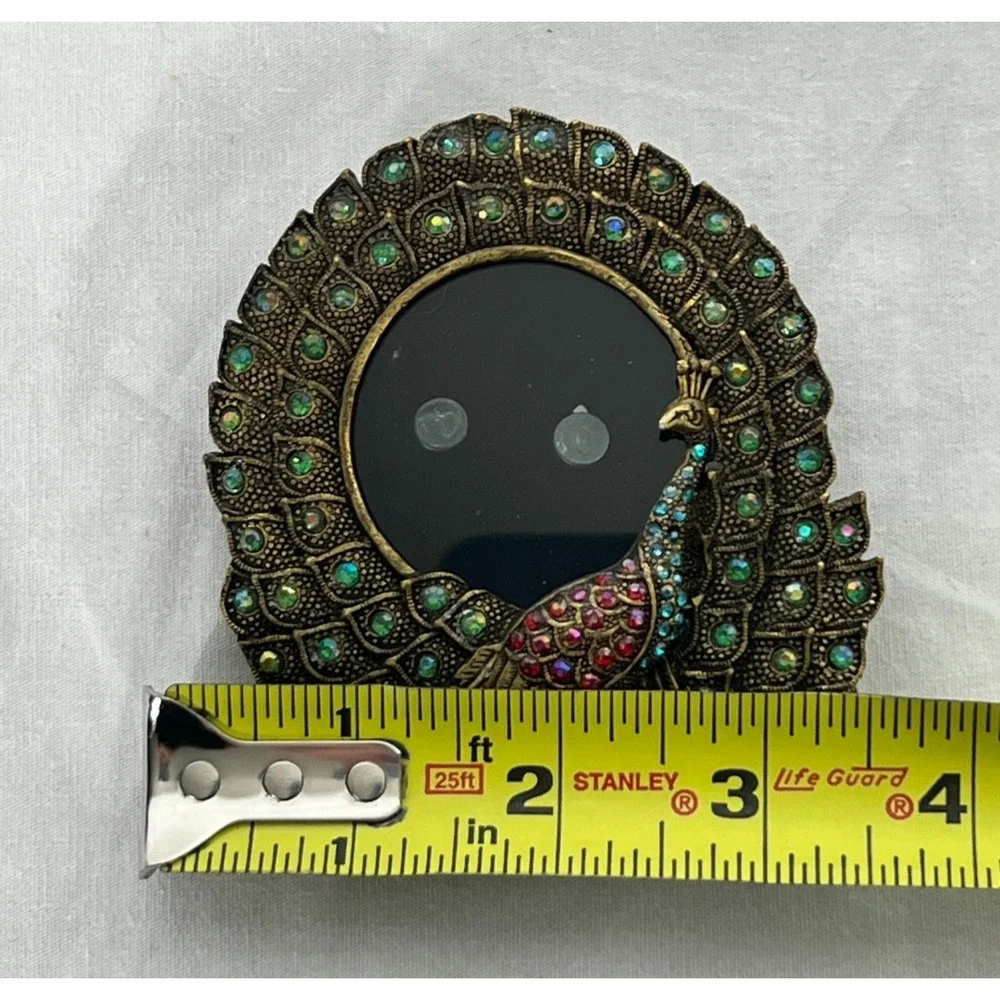Pier 1 Imports Peacock Picture Frame‎ Rhinestones Cast Metal Desk Frame Bird